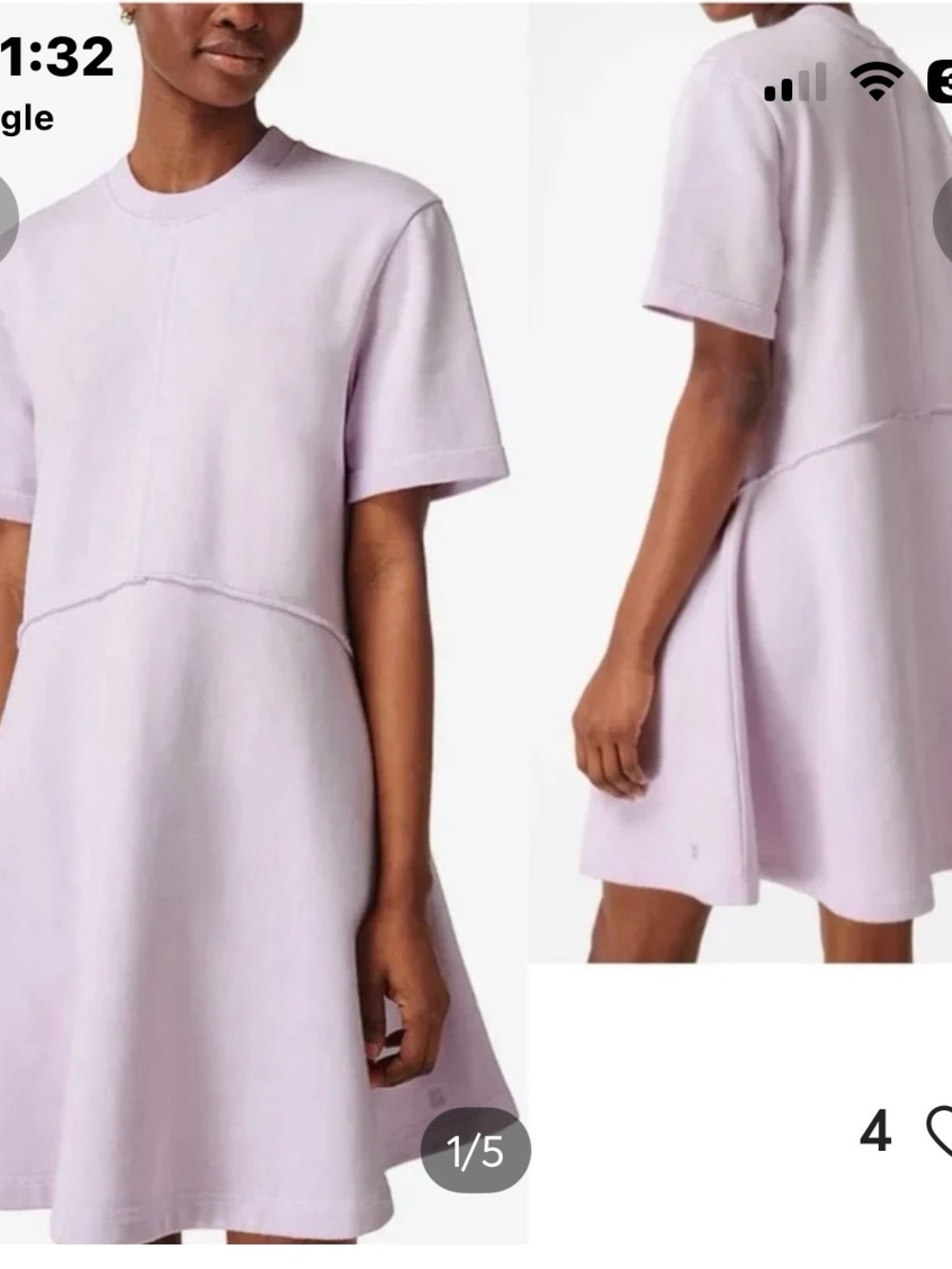 Sweaty Betty Lilac Short-Sleeve Swing Mini Dress